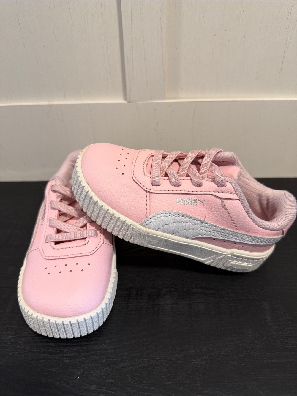 Puma Pink and White Kids Low-Top Sneakers
